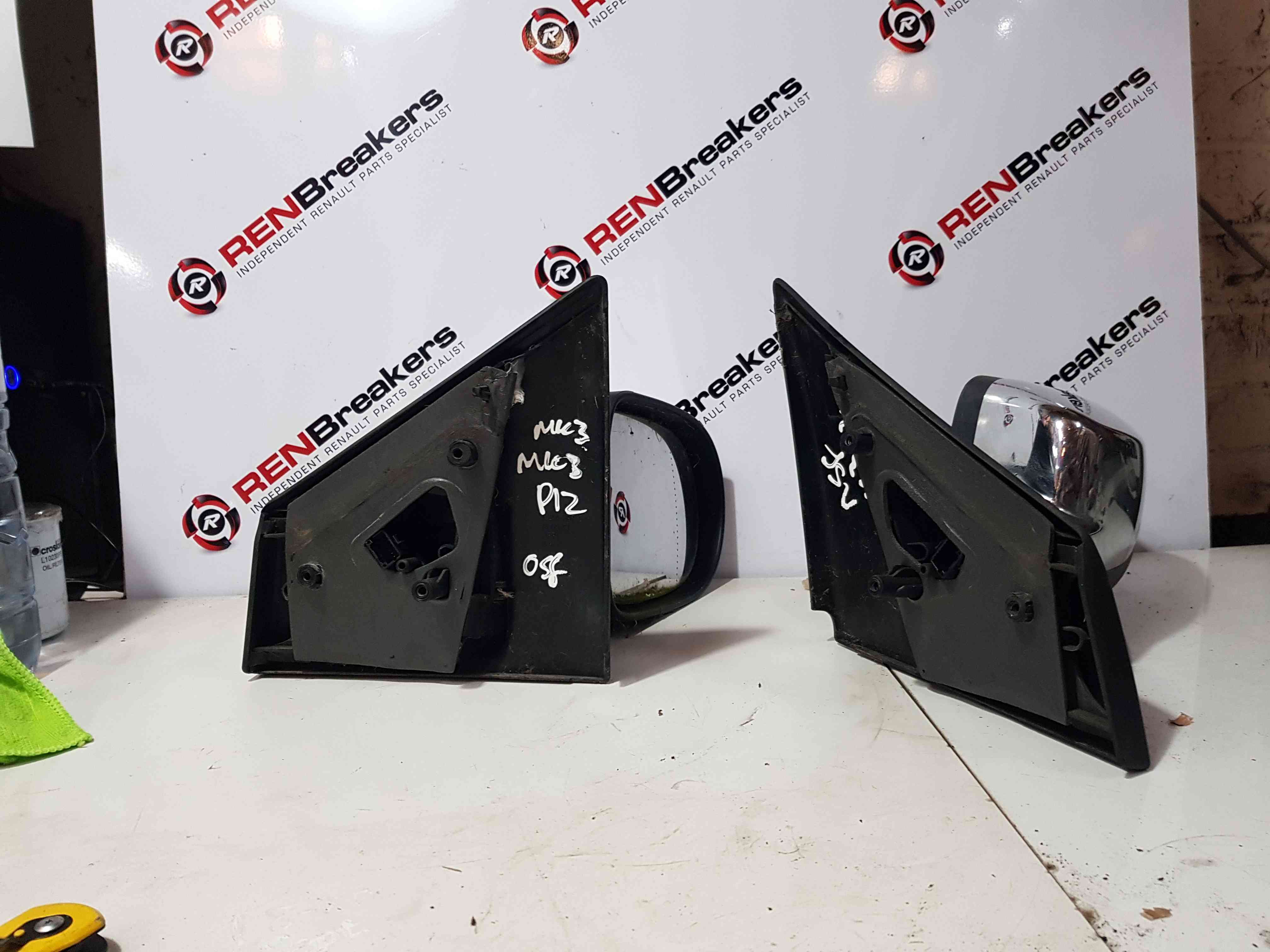 Thumb 6 Renault Clio MK3 2009-2012 Drivers Passenger Os Ns Wing Mirror Silver Chrome 