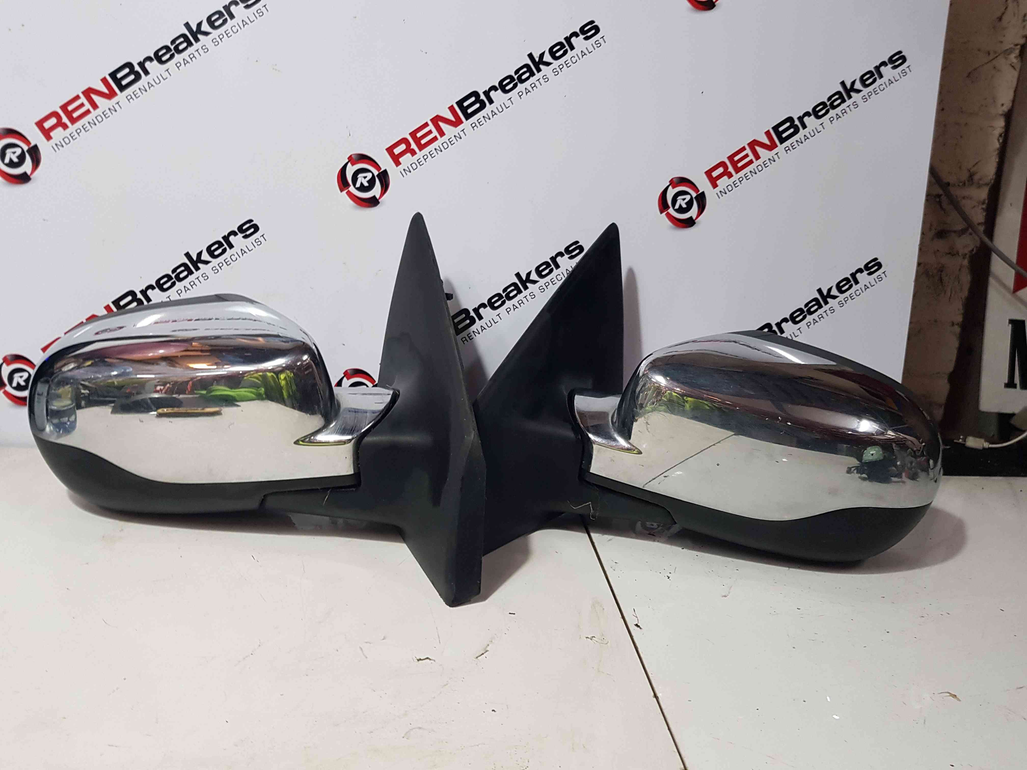Thumb 10 Renault Clio MK3 2009-2012 Drivers Passenger Os Ns Wing Mirror Silver Chrome 