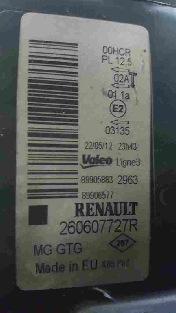 Thumb 2 Renault Clio MK3 2009-2012 Passenger NSF Front Headlight Black Backing Facelift