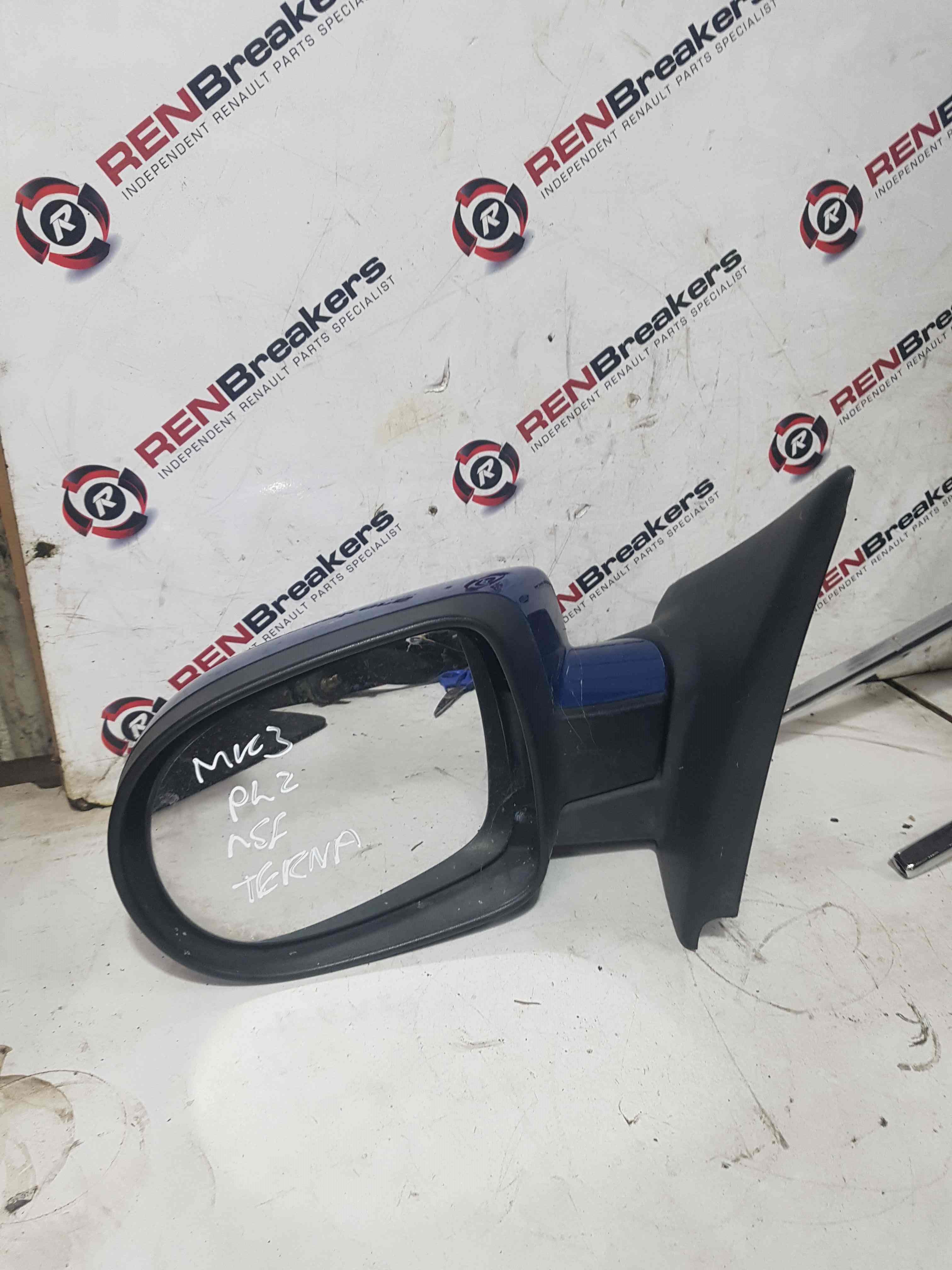 Thumb 4 Renault Clio MK3 2009-2012 Passenger Ns Wing Mirror Blue Terna Scratches