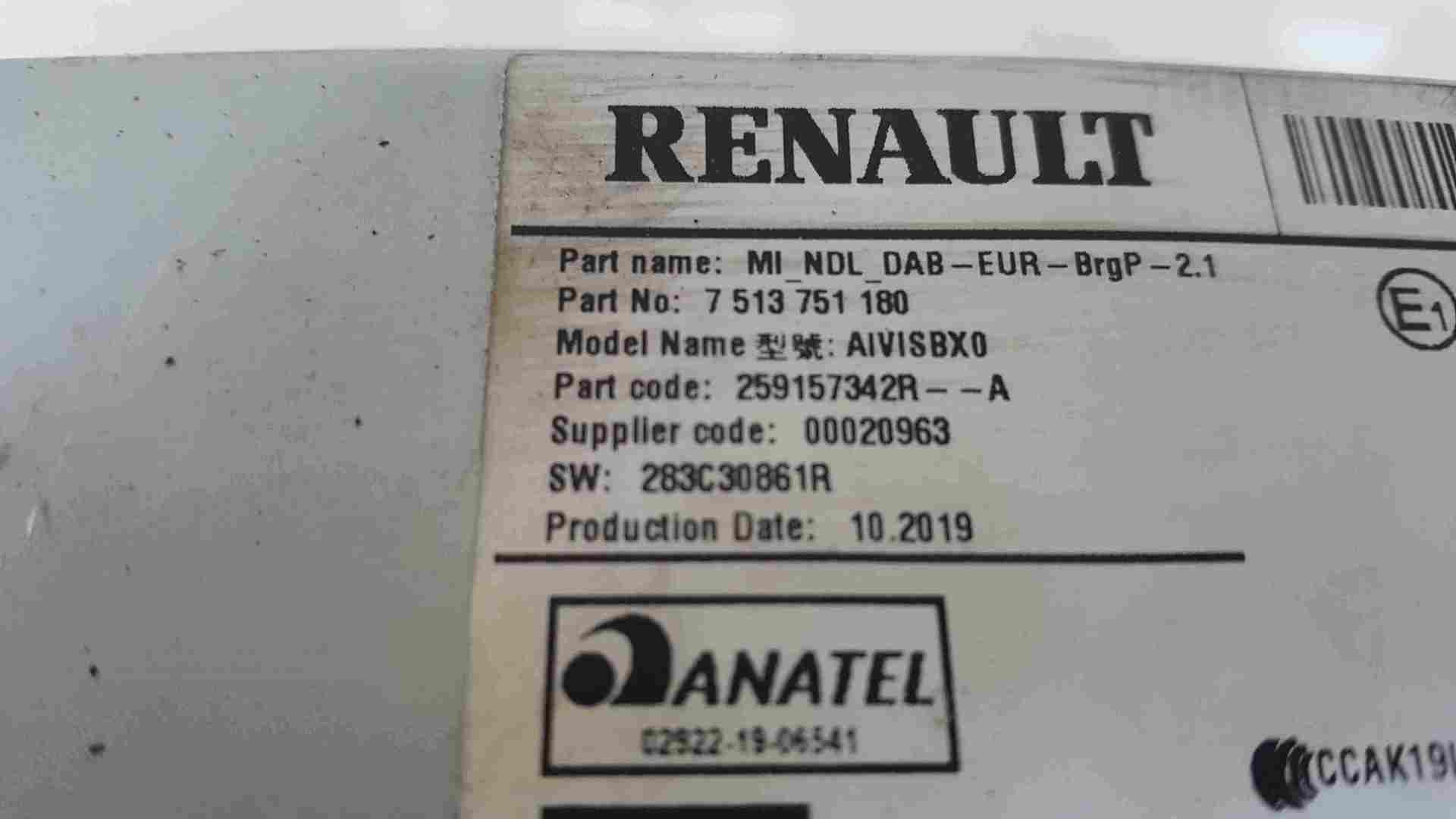 Thumb 3 Renault Clio MK5 2019-2021 Sat Nav Navigation Player Unit 259157342R