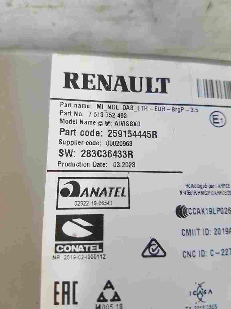 Thumb 2 Renault Clio MK5 2019-2023 Multi Media Control Module 259154445r