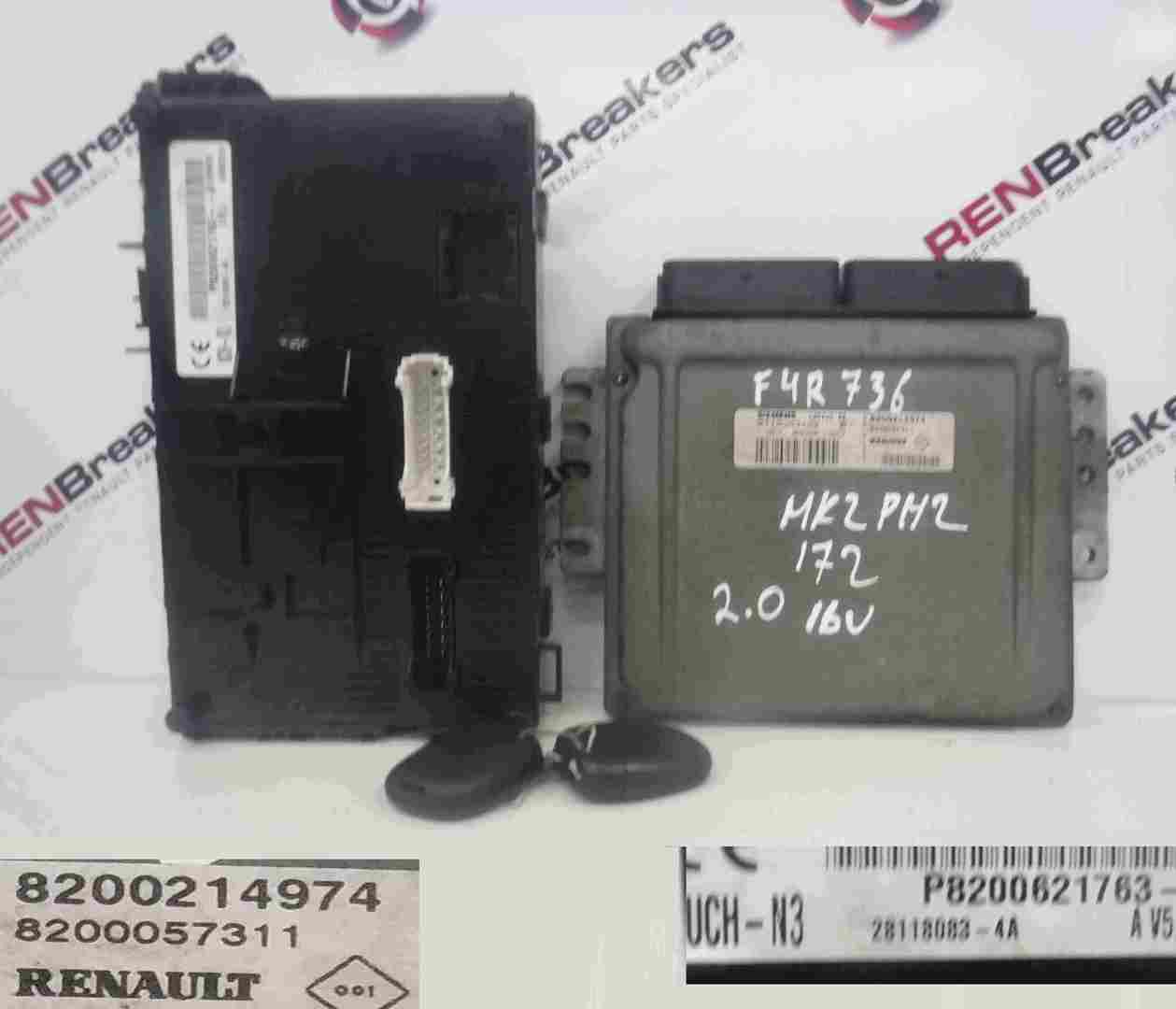 Renault Clio Sport 2001-2006 172 182 ECU SET UCH BCM + 2 Key Fobs