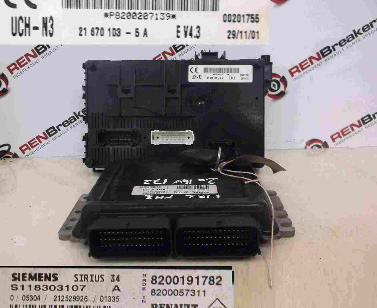 Renault Clio Sport 2001-2006 172 2.0 16v ECU Kit Sit   UCH BCM BCI   Key