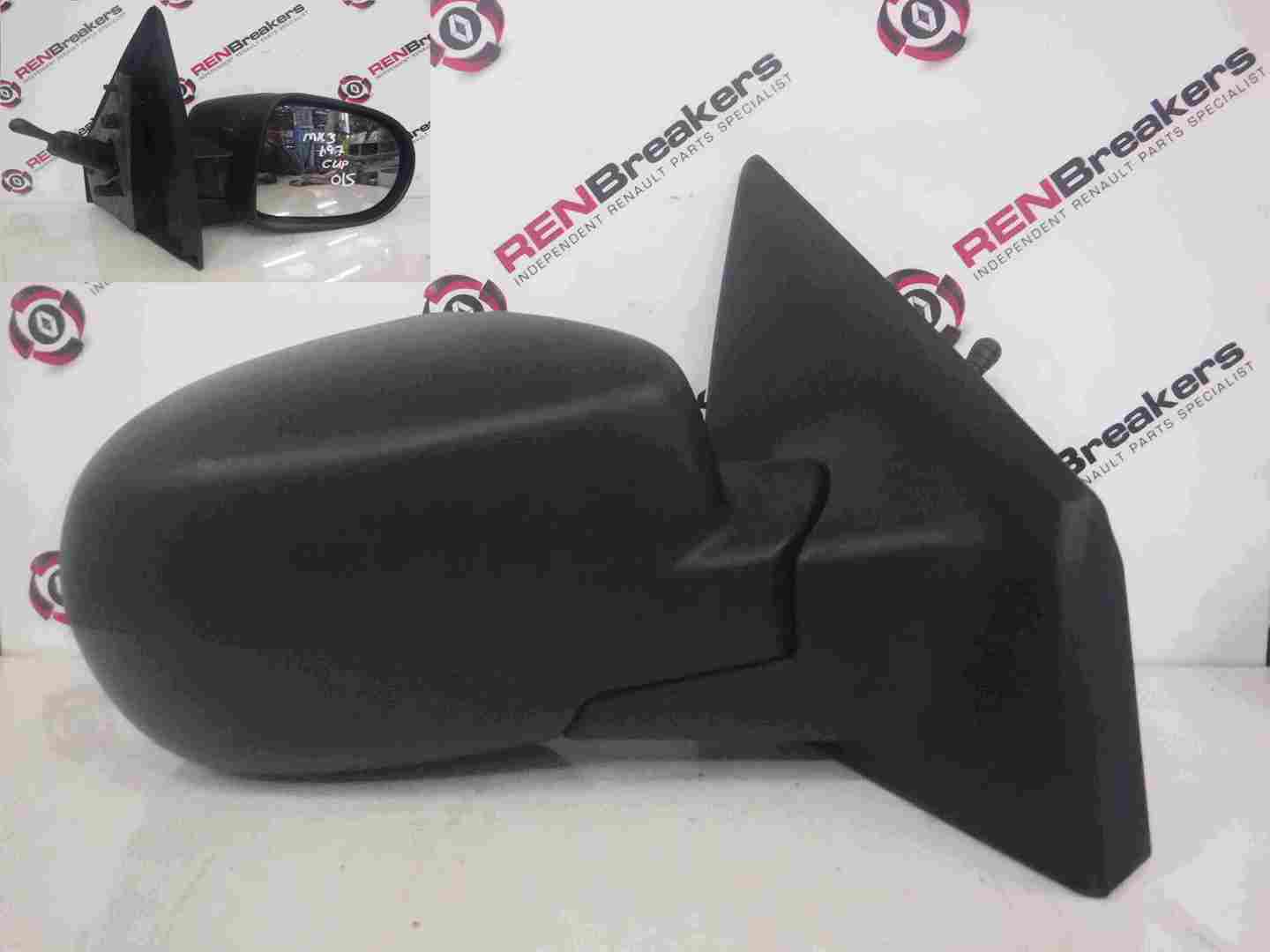 Renault Clio Sport 2009-2012 200 Drivers OS Wing Mirror Plain Black Manual