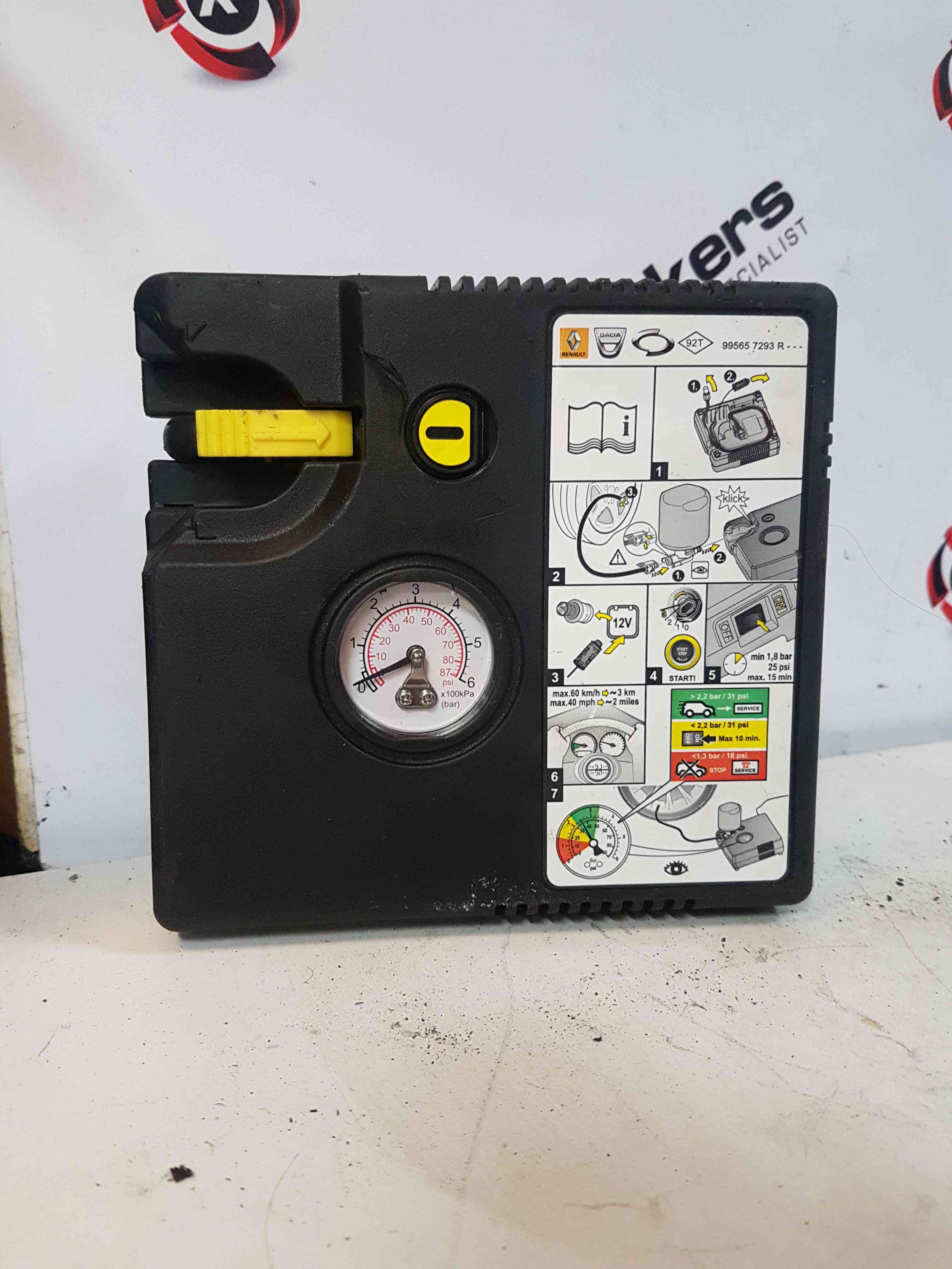 Thumb 2 Renault Dacia Tyre Pump KIT Compressor 2000-2026 995657293R