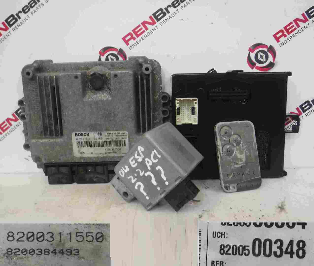 Renault Espace 2003-2013 2.2 dCi ECU SET UCH BCM Steering Lock + Key Card