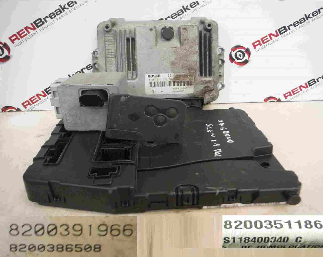 Renault Grand Scenic 2003-2009 1.9dCi ECU SET UCH BCM Immobiliser + 2 Key Cards