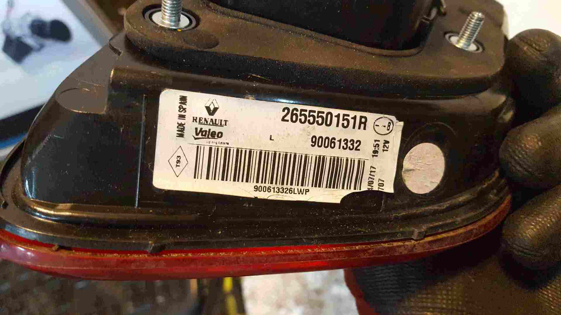 Thumb 2 Renault Kadjar 2015-2018 Passenger NSR Rear Inner Rear Light Boot 265550151R