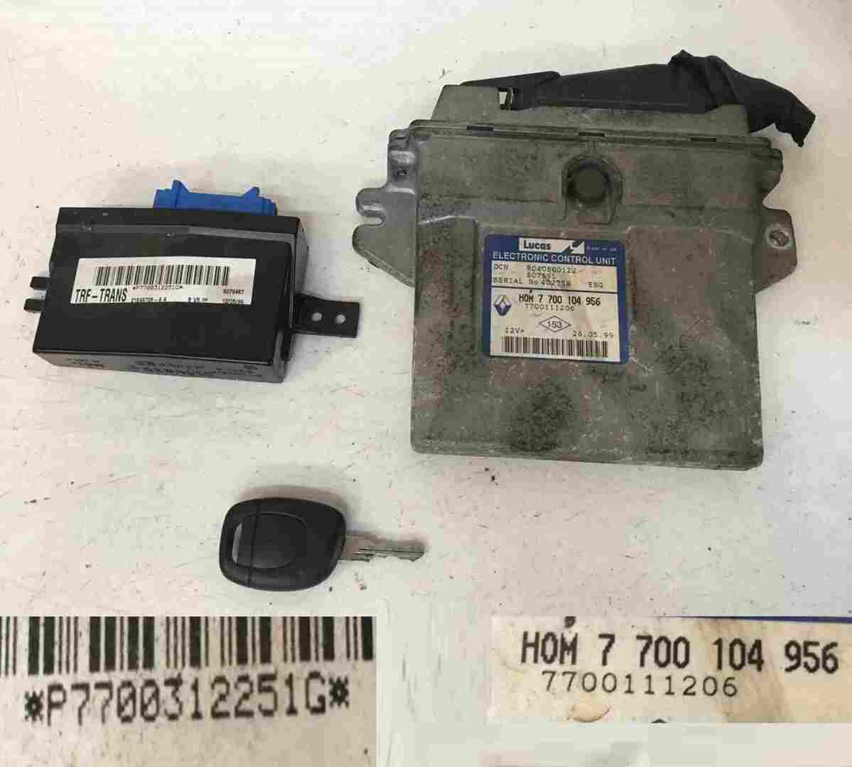 Renault Kangoo 1993-2003 1.9D ECU SET UCH Immobiliser   Key Fob 7700312251