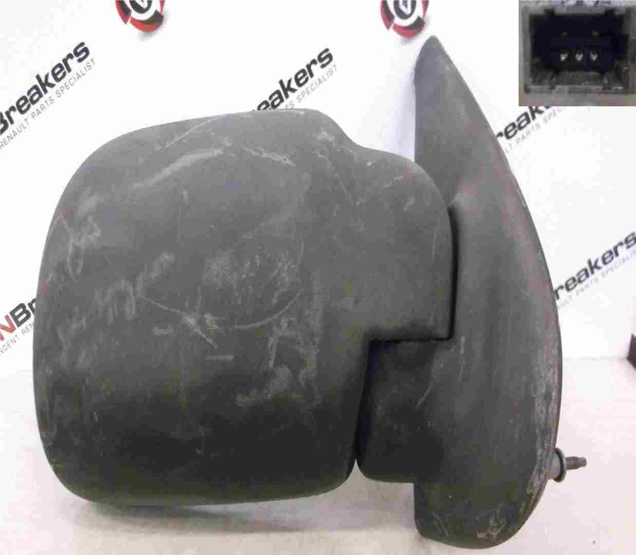 Renault Kangoo 1993-2003 Drivers OS Wing Mirror Plain Black Electric