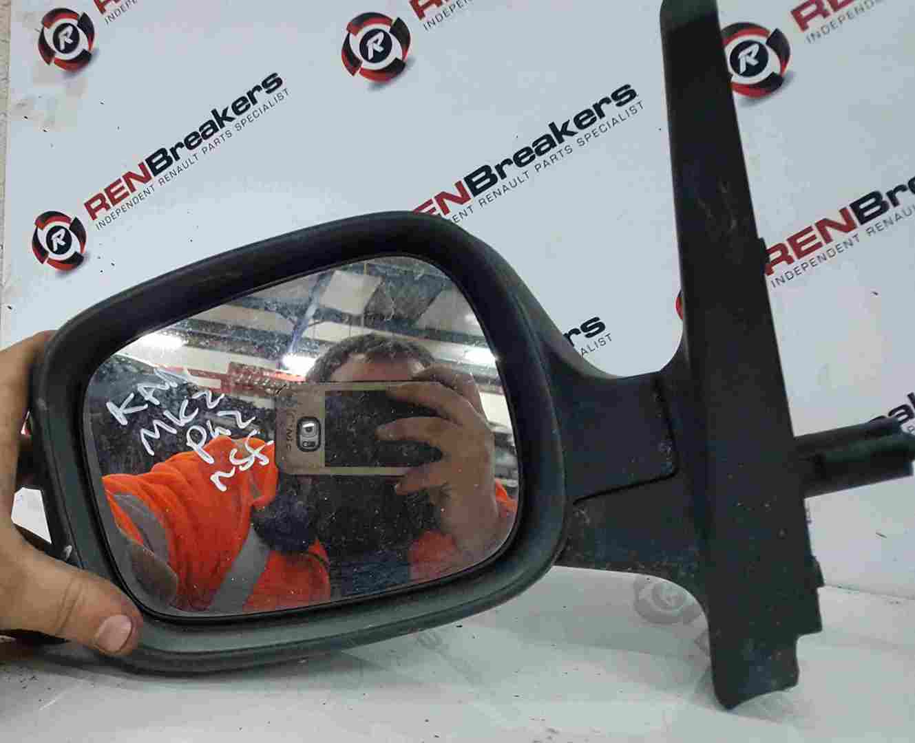 Renault Kangoo 2007-2013 Passenger NS Wing Mirror Plain Black Manual