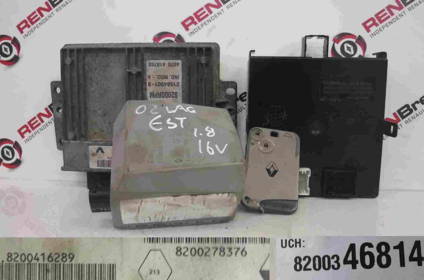 Renault Laguna 2001-2005 1.8 16v ECU SET UCH BCM Immobiliser Lock + Key Card