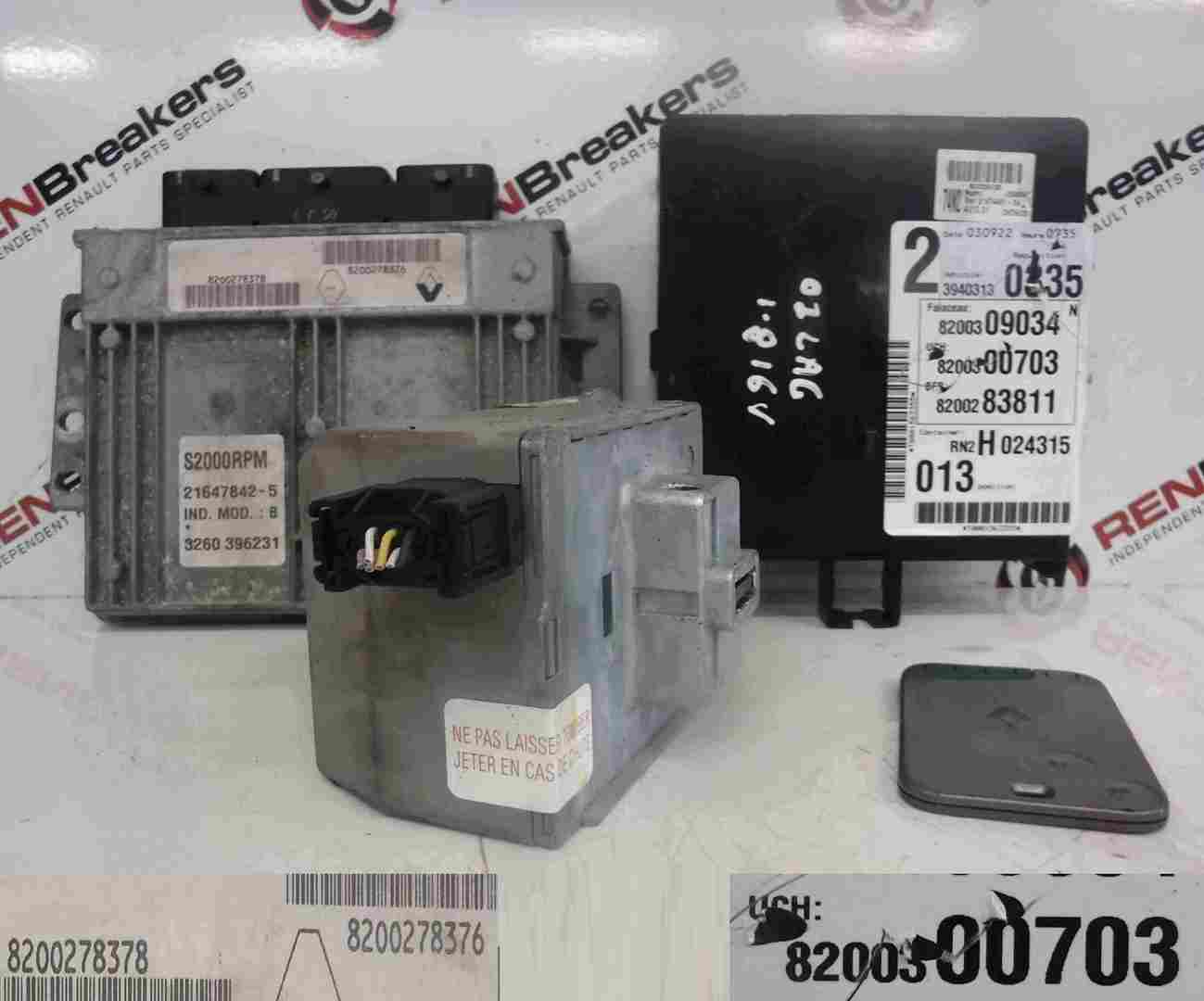 Renault Laguna 2001-2005 1.8 16v ECU SET UCH BCM Immobiliser Lock Box   Key Card