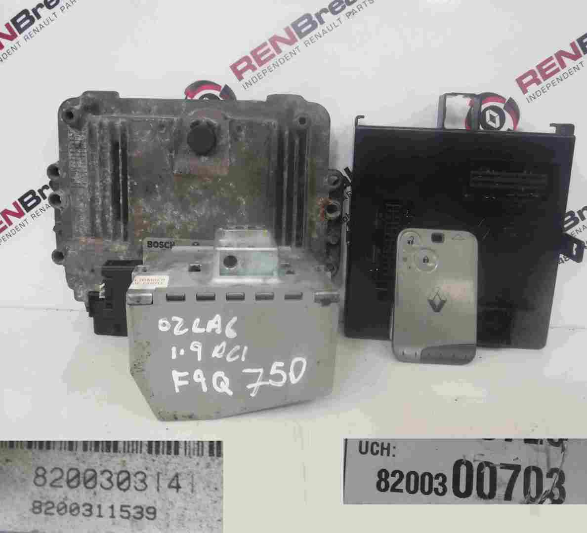 Renault Laguna 2001-2005 1.9 dCi ECU SET UCH BCM Steering Lock + Key Card