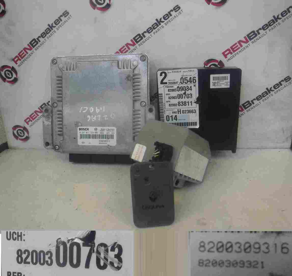 Renault Laguna 2001-2005 1.9 dCi ECU SET UCH Steering Lock + Key Card 8200300703