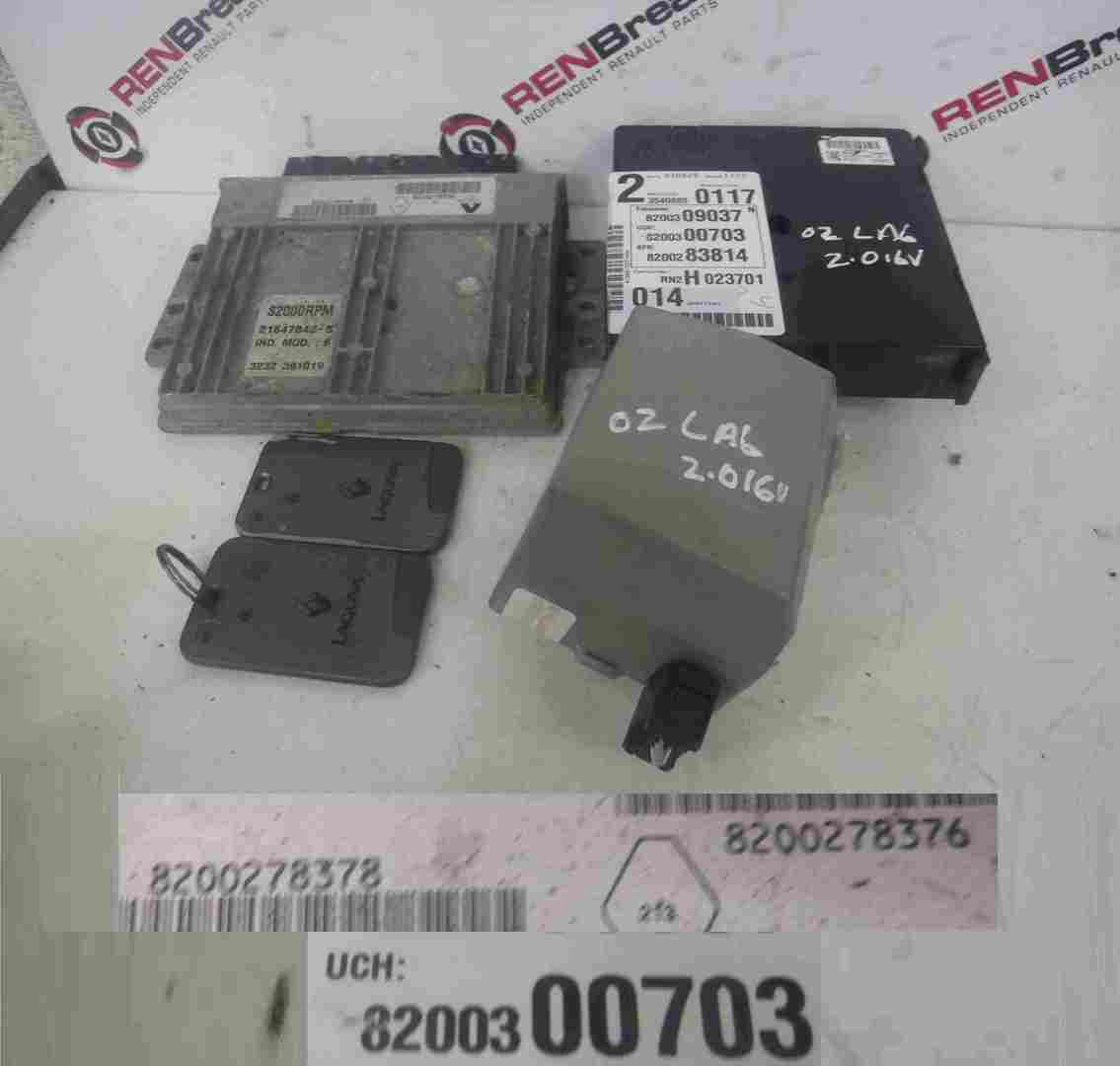 Renault Laguna 2001-2005 2.0 16v ECU SET UCH Steering Lock + 2 Key Cards