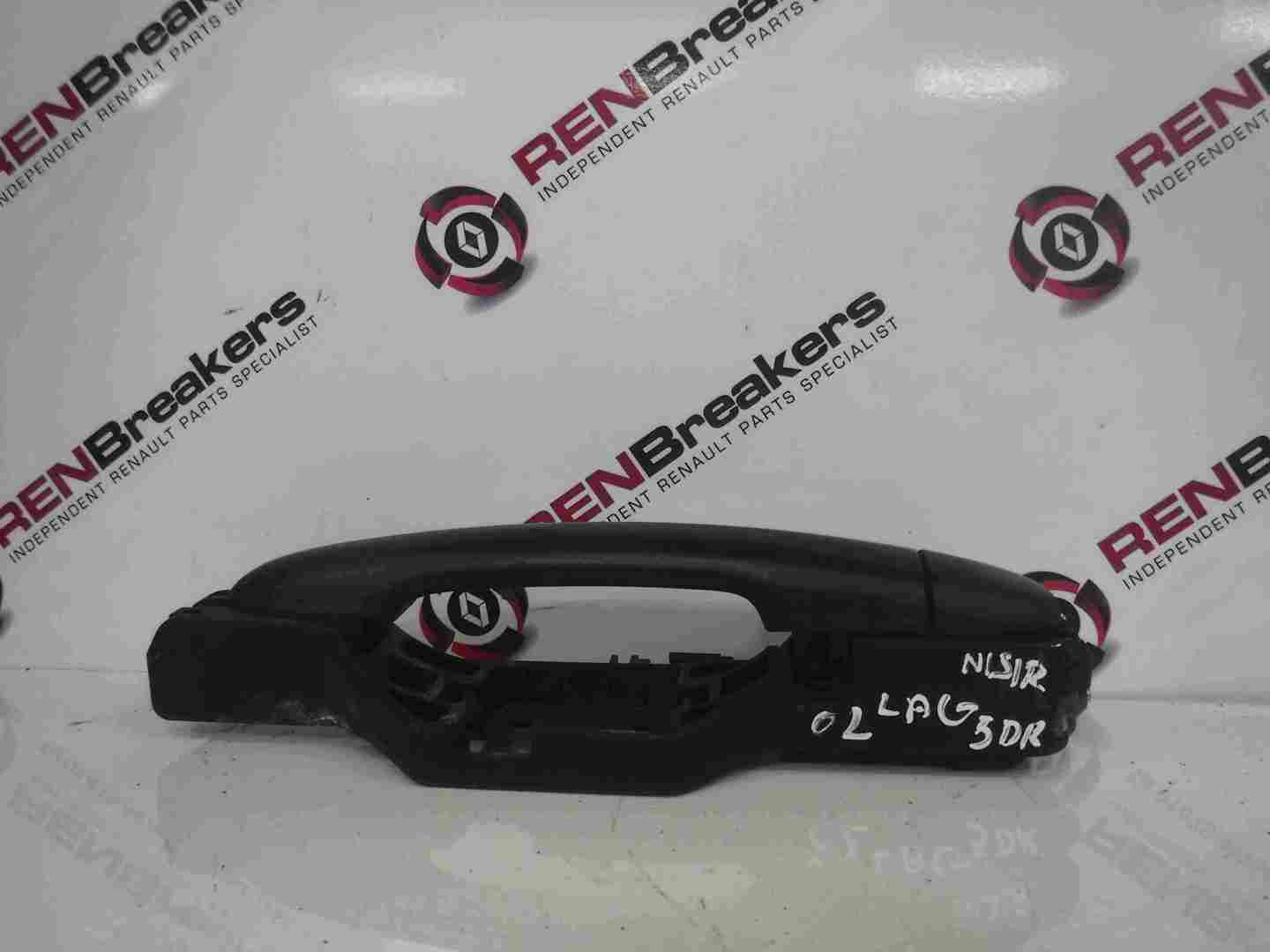 Renault Laguna 2001-2005 Passenger NSR Rear Exterior Door Handle Plain Black