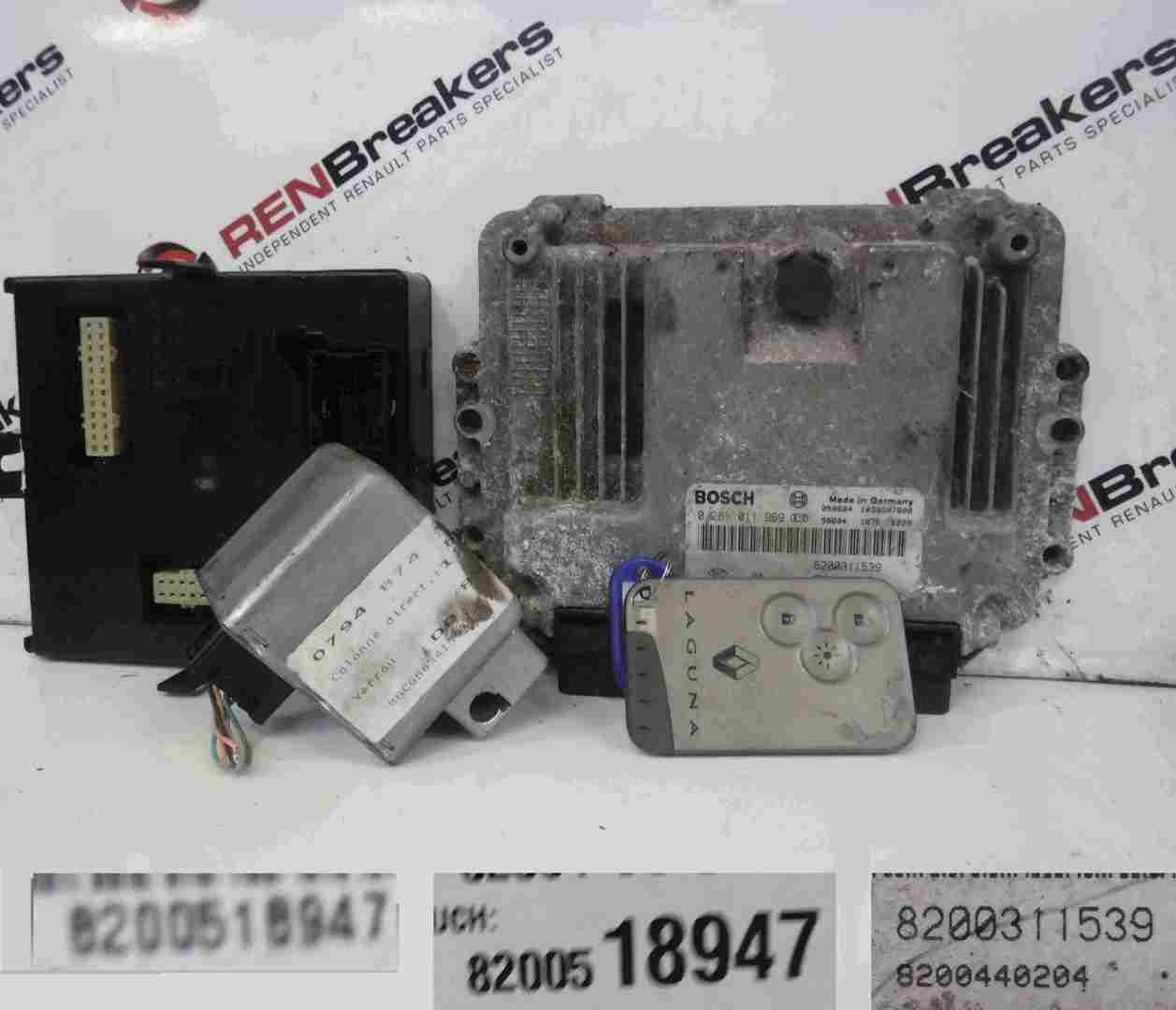 Renault Laguna 2001-2007 1.9 dCi ECU SET UCH BCM Immobiliser + Key Card
