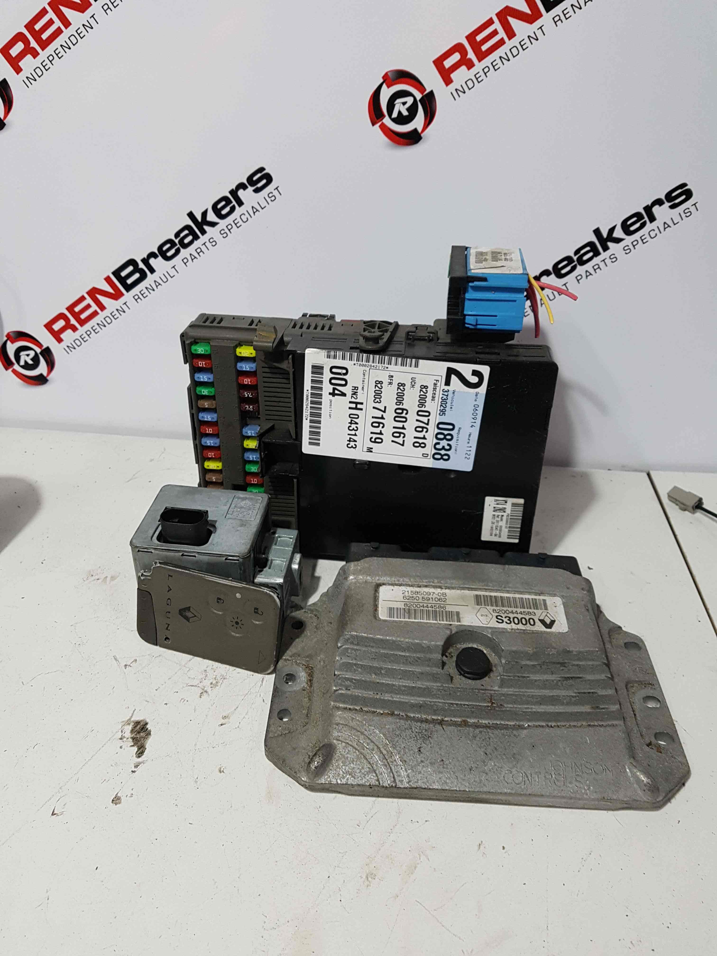 Renault Laguna 2001-2007 2.0 16V ECU Set UCH Bcm Immobiliser + KEY Card