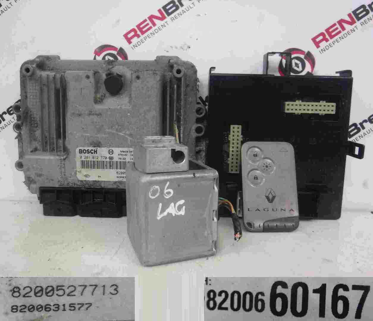 Renault Laguna 2005-2007 1.9 dCi ECU SET UCH BCM Steering Lock + Key Card 130 b