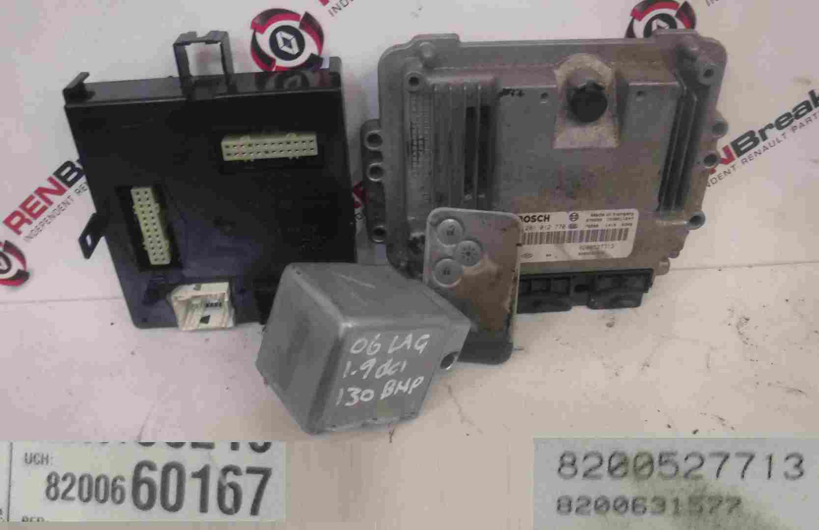 Renault Laguna 2005-2007 1.9 dCi ECU SET UCH BCM Steering Lock + Key Card