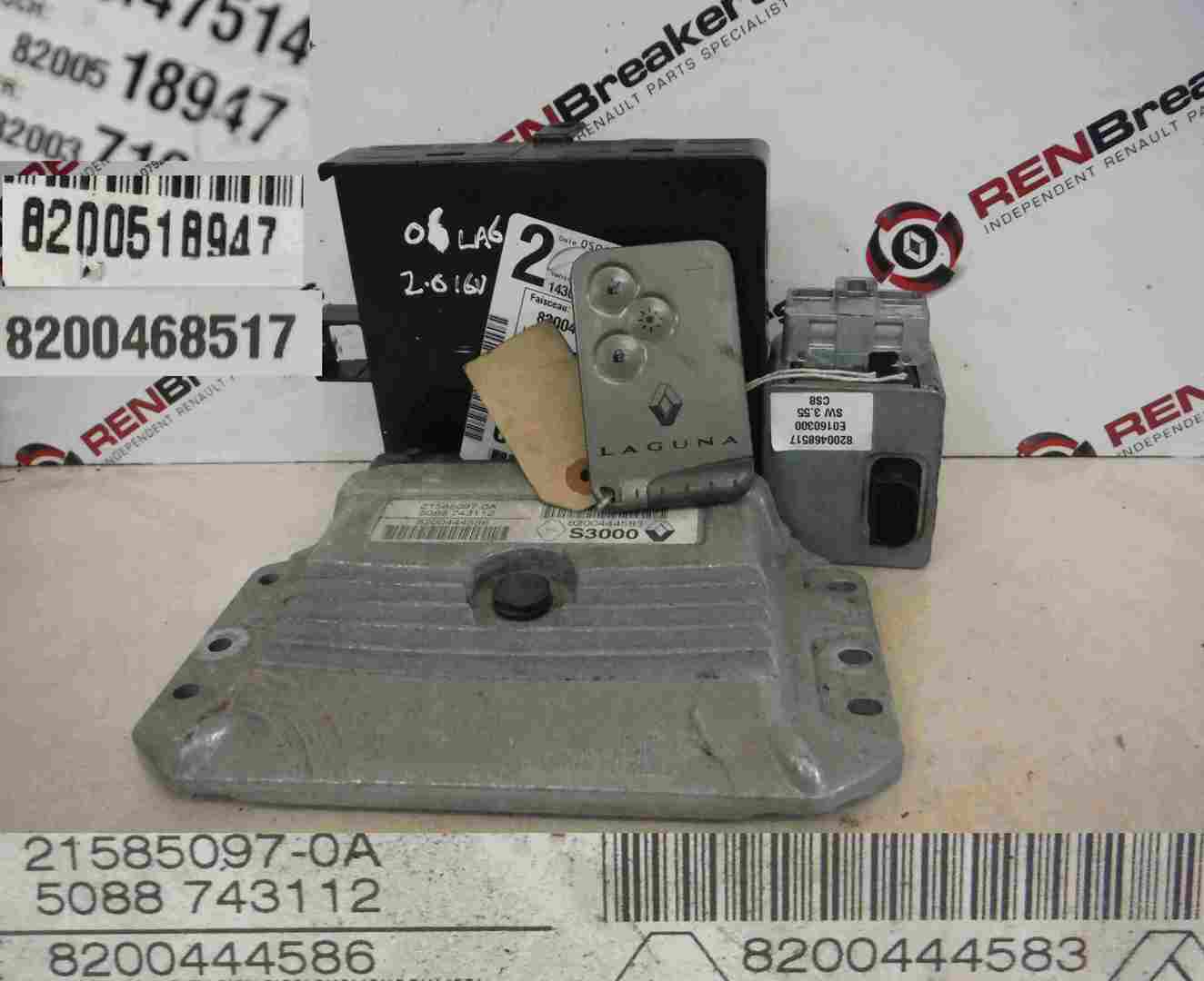 Renault Laguna 2005-2007 2.0 16v ECU Set Kit UCH BCM BCI BSI   Key Card