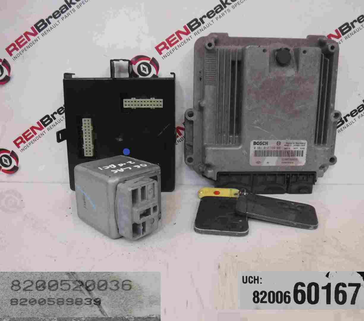 Renault Laguna 2005-2007 2.0 dCi ECU SET UCH Steering Lock + 2 Key Cards