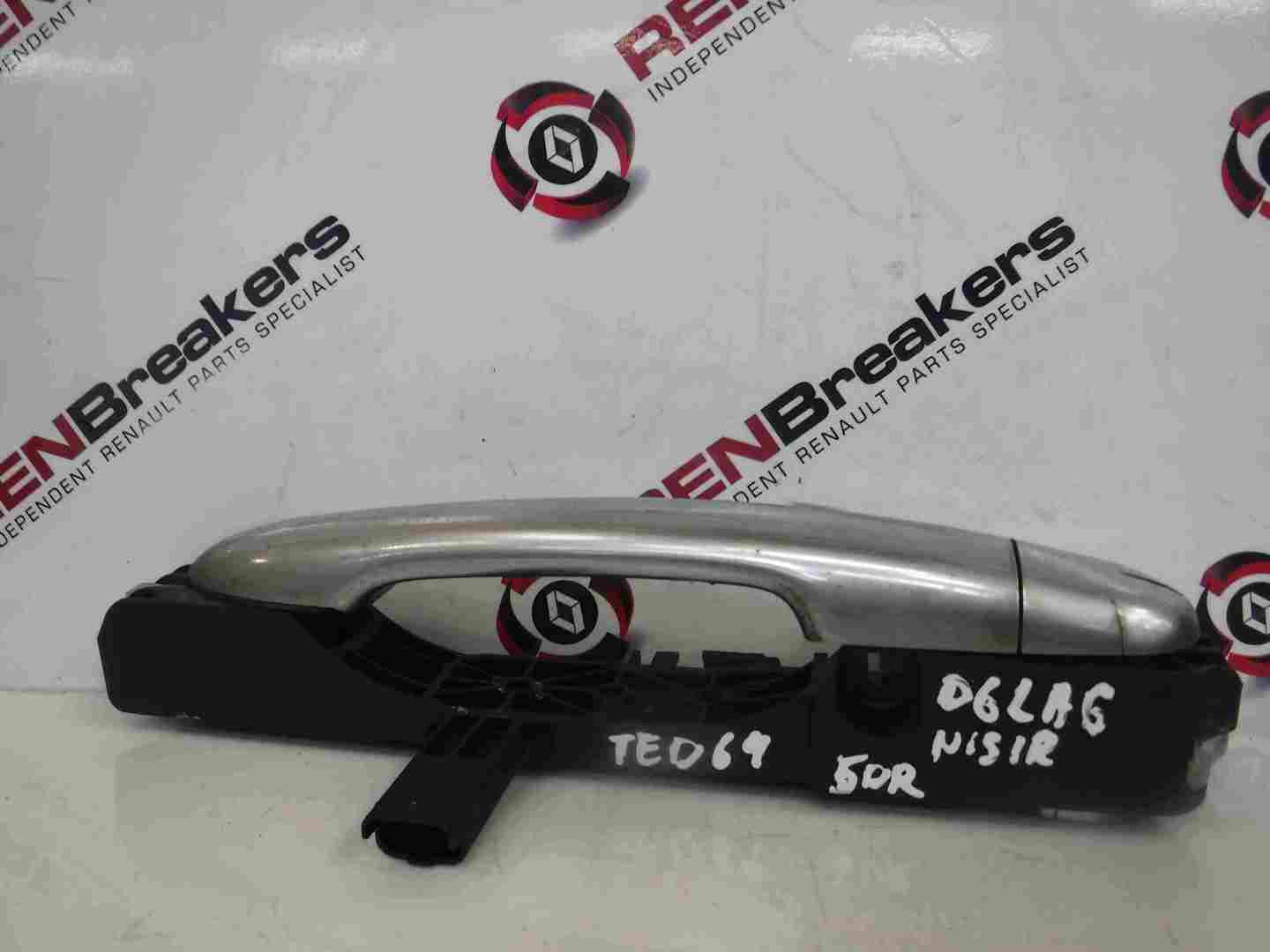Renault Laguna 2005-2007 Passenger NSR Rear Exterior Door Handle Silver Chrome