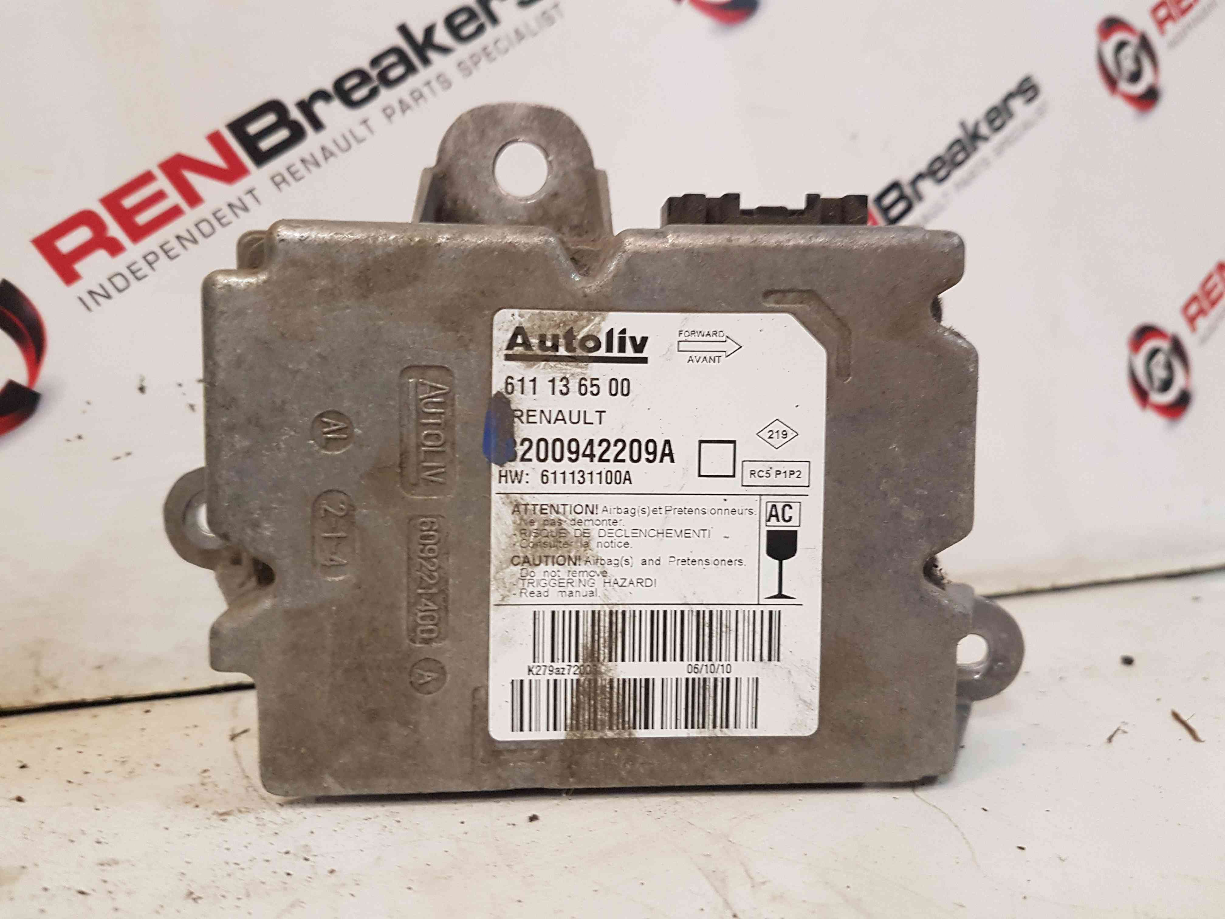 Renault Master MK3 2010-2018 Airbag ECU Module Computer 8200942209