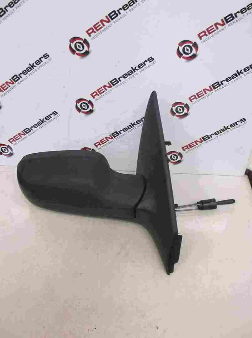 Renault Megane 2002-2008 Drivers OS Front Wing Mirror Plain Black Plastic Manual