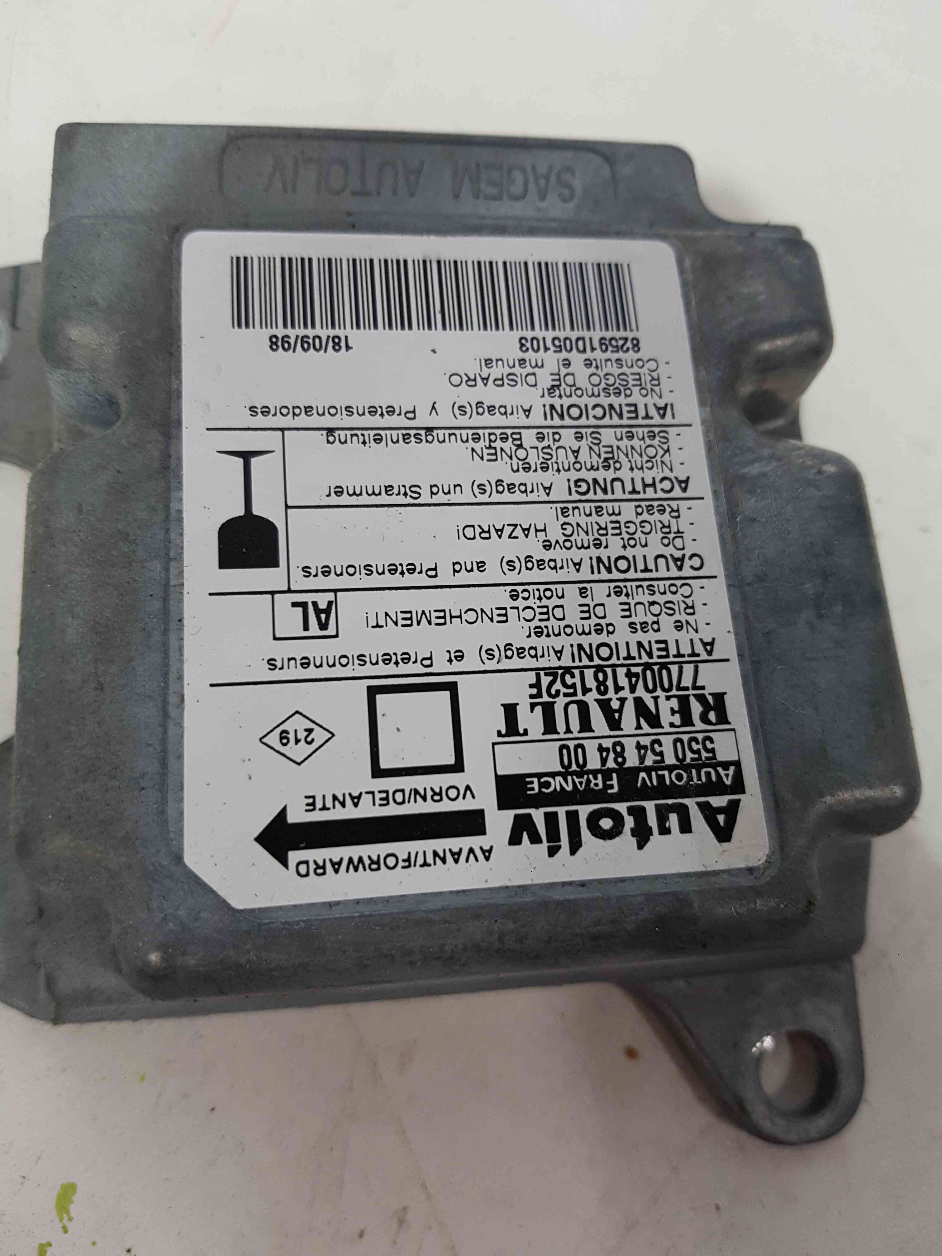 Thumb 5 Renault Megane 1995-1999 Airbag ECU Module 7700418152