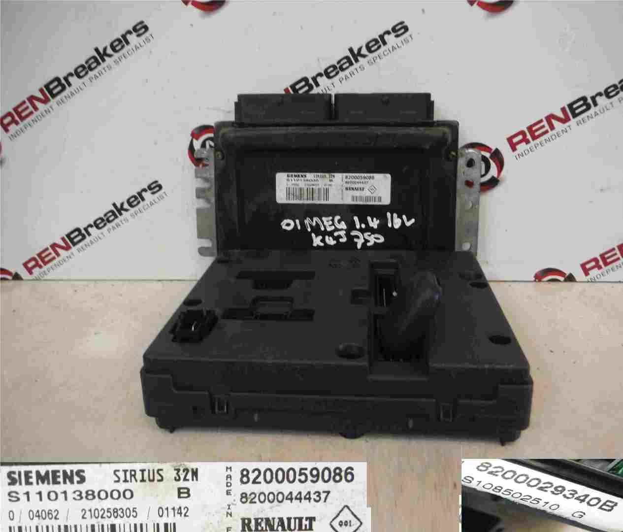 Renault Megane 1999-2002 1.4 1.6 16v ECU SET UCH BCM Immobiliser + Key Fob