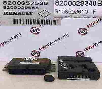 Renault Megane 1999-2002 1.6 16v ECU SET UCH BCM Immobiliser + Key Fob