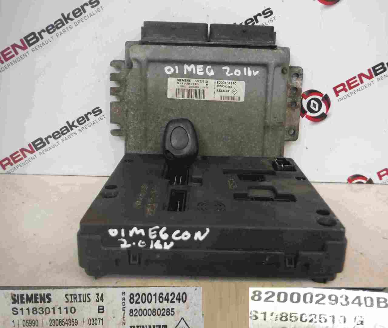 Renault Megane 1999-2002 2.0 16v ECU SET UCH BCM Immobiliser   Key Fob