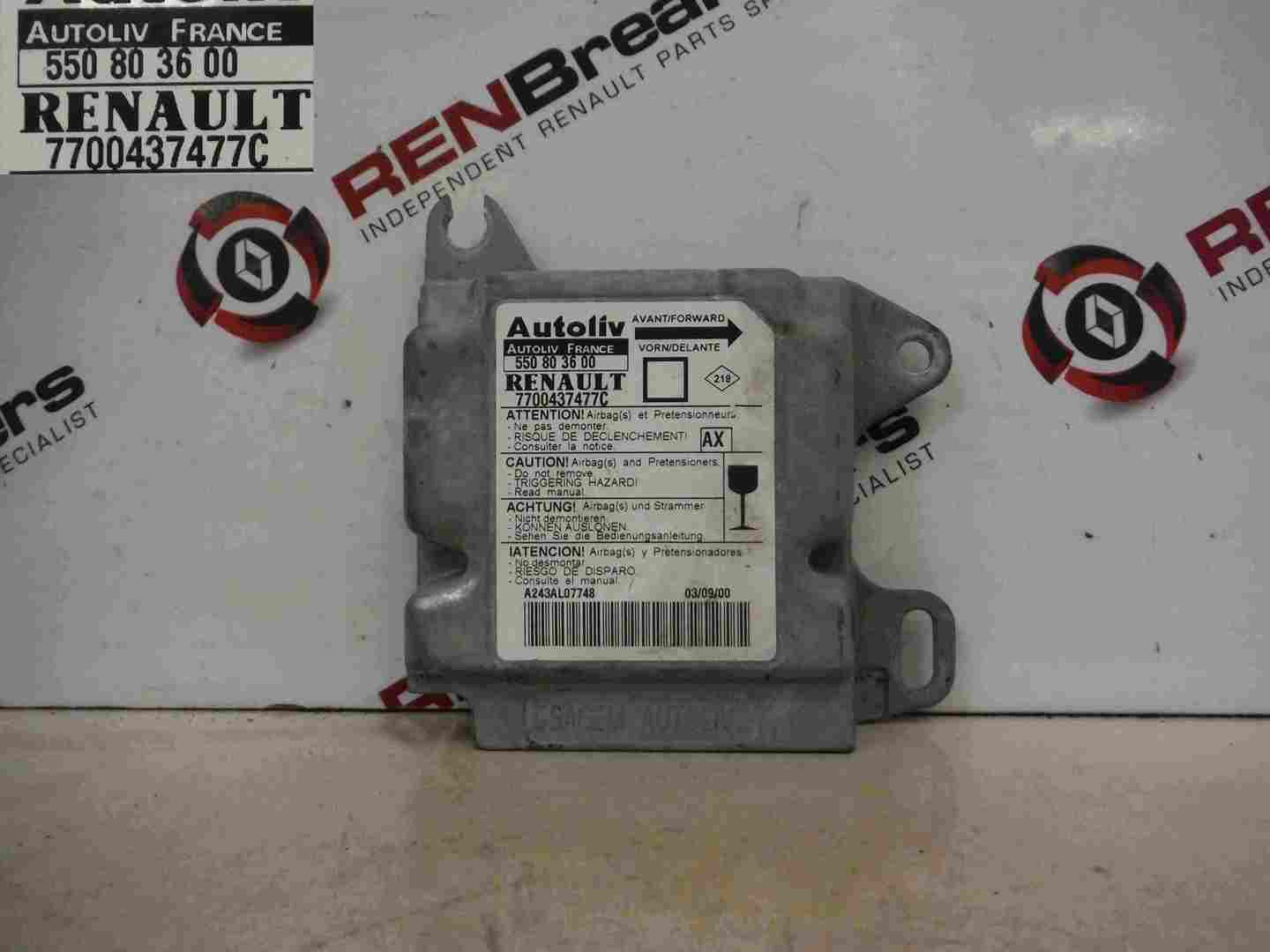 Renault Megane 1999-2002 Air Bag Module ECU Computer