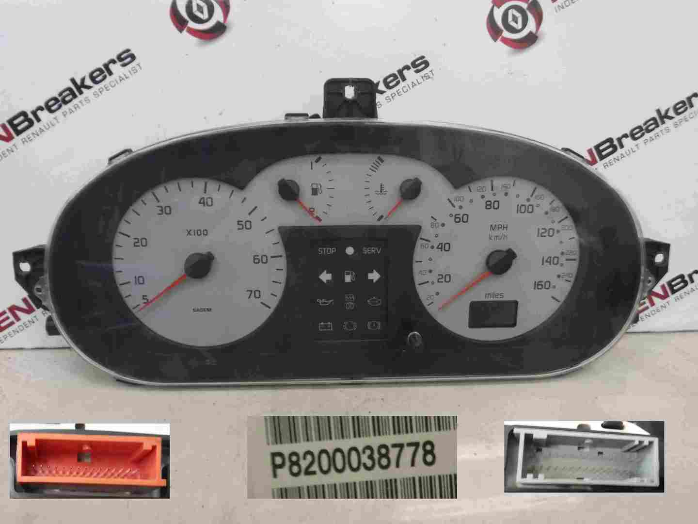 Renault Megane 1999-2002 Instrument Panel Dials Gauges Clocks 107K