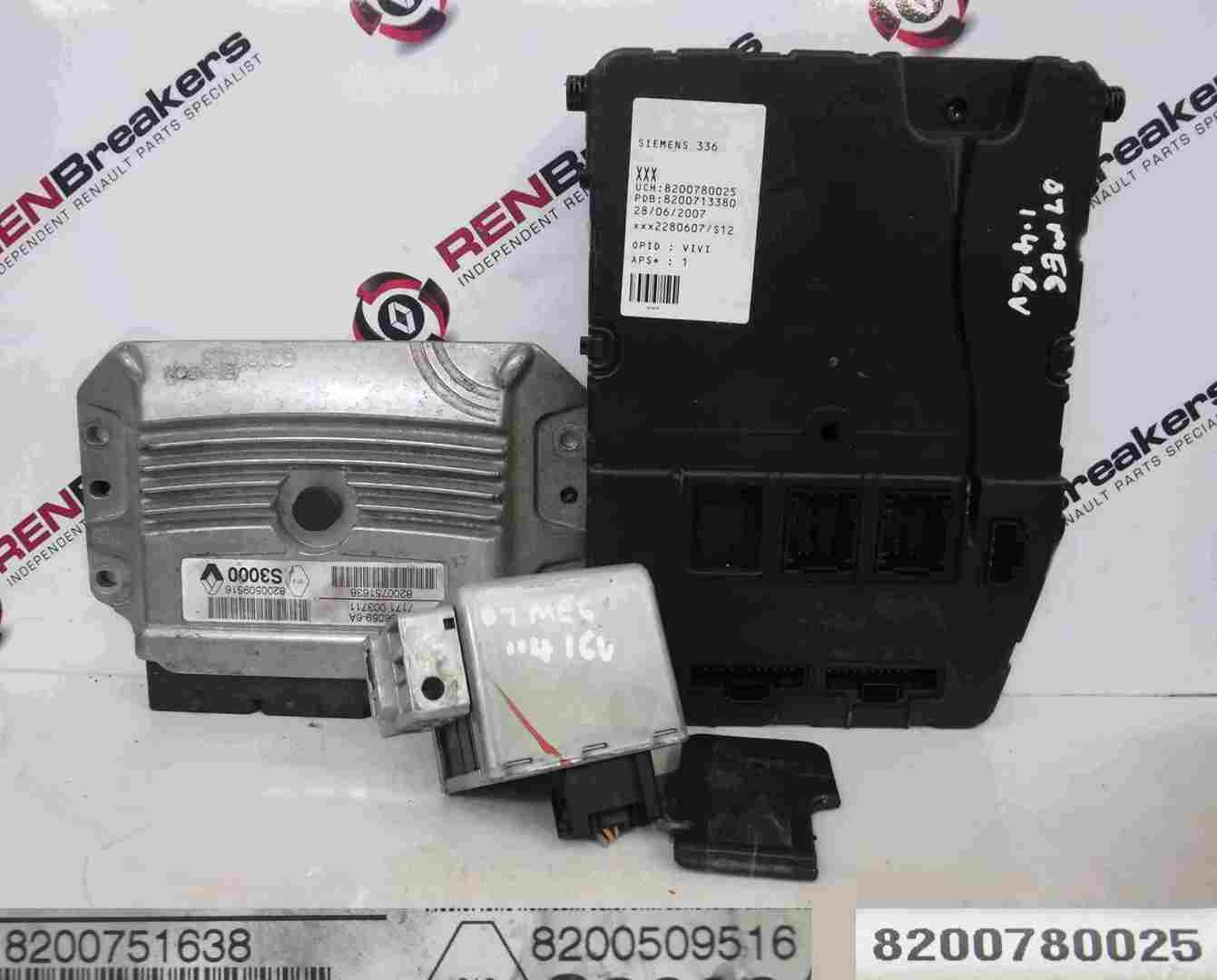 Renault Megane 2002-2008 1.4 16v ECU SET UCH BCM Immobiliser + Key Card