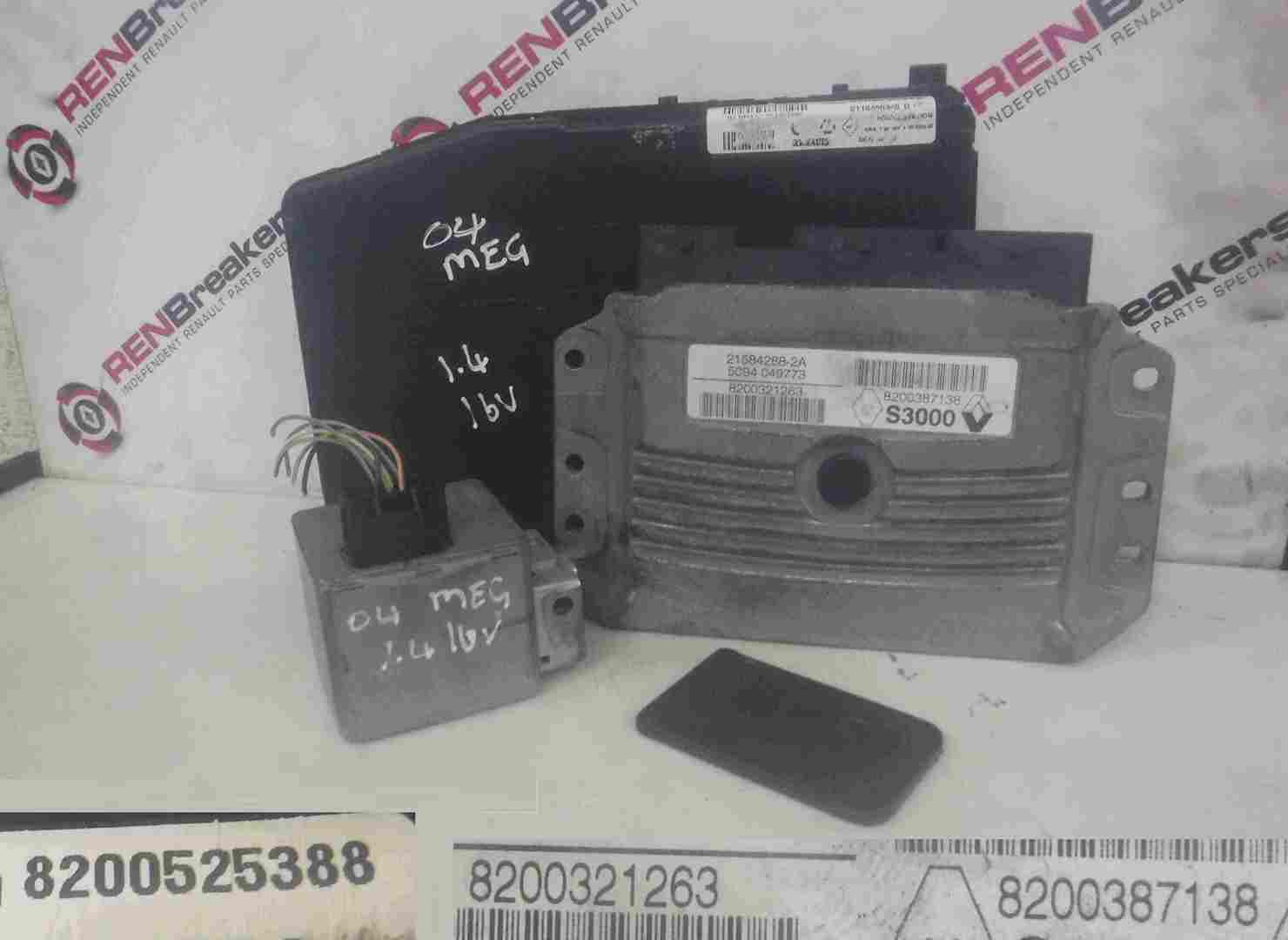 Renault Megane 2002-2008 1.4 16v ECU SET UCH BCM Immobiliser + Key Card