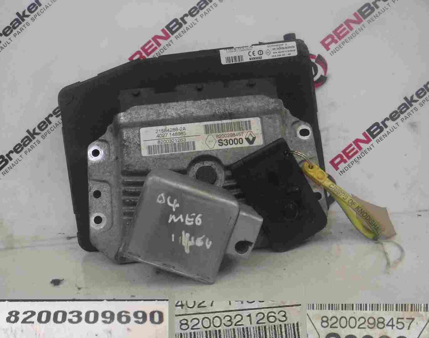 Renault Megane 2002-2008 1.4 16v ECU SET UCH BCM Steering Lock + Key Card
