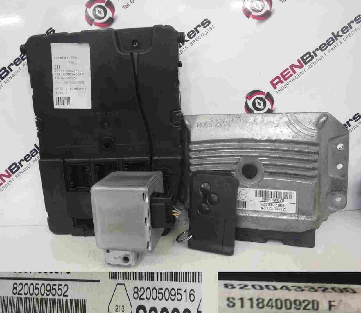 Renault Megane 2002-2008 1.4 16v ECU SET UCH BCM Steering Lock   Key Card