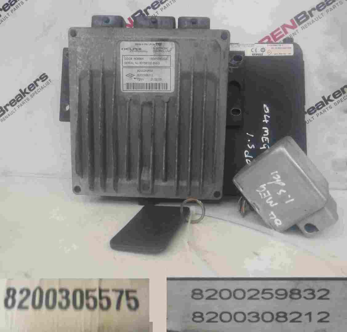Renault Megane 2002-2008 1.5 DCi ECU SET UCH Steering Lock + Key Card 8200305575