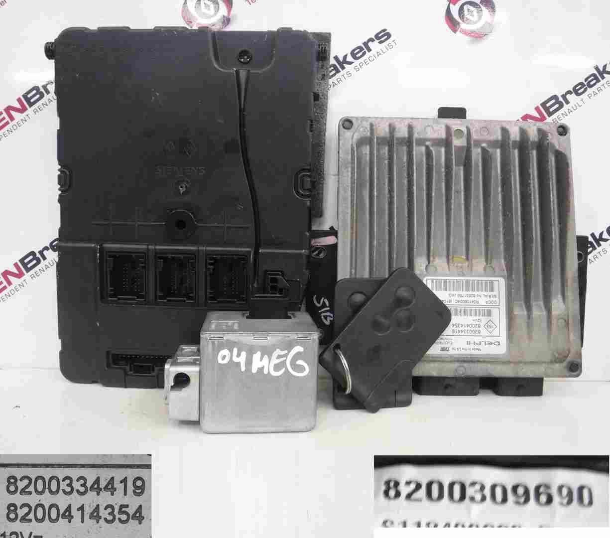 Renault Megane 2002-2008 1.5 ECU SET UCH BCM Immobiliser + 2 Key Cards