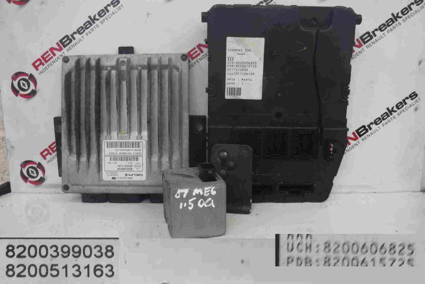 Renault Megane 2002-2008 1.5 ECU SET UCH BCM Immobiliser + Key Card 8200399038
