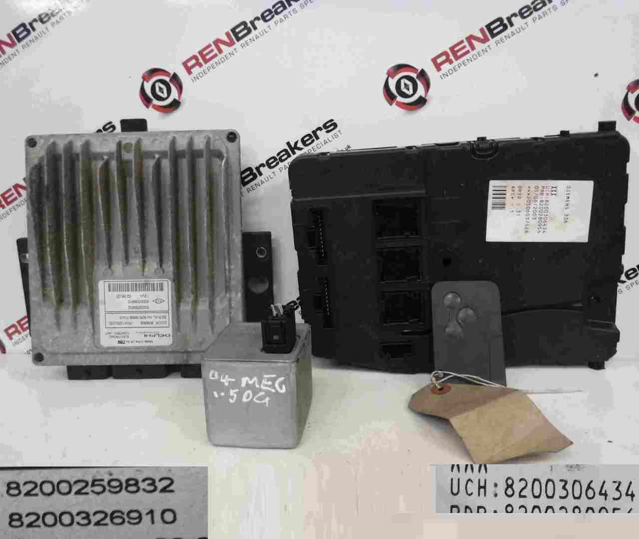 Renault Megane 2002-2008 1.5 dCi ECU SET UCH BCM Lock Box + Key Card