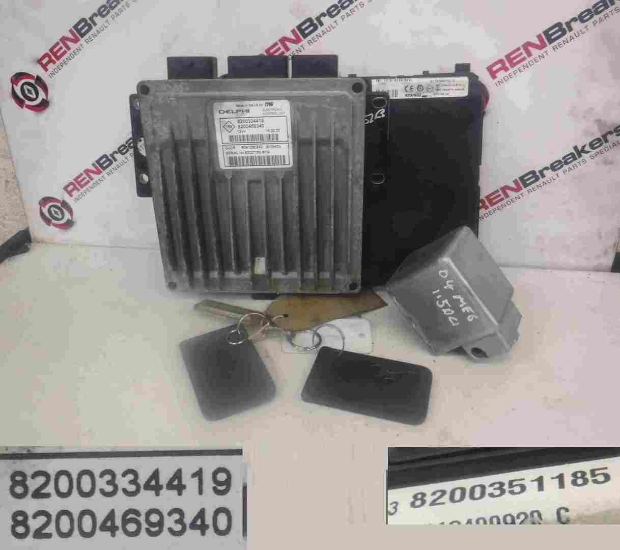 Renault Megane 2002-2008 1.5 dCi ECU SET UCH BCM Steering Lock + 2 Key Cards