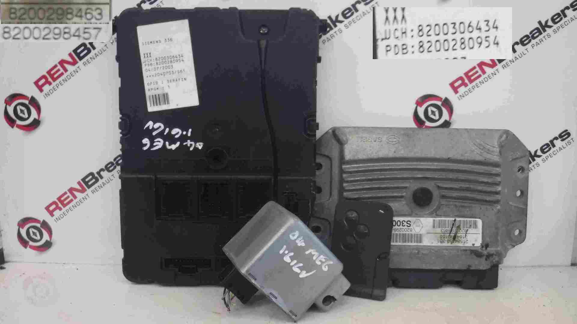 Renault Megane 2002-2008 1.6 16v ECU SET UCH BCM Immobiliser + Key Card