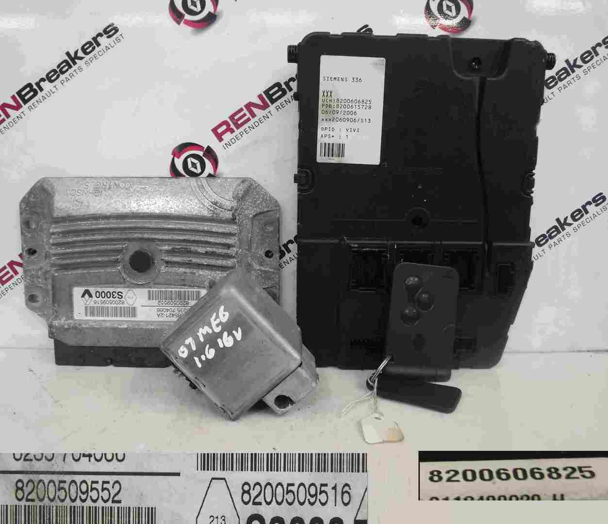 Renault Megane 2002-2008 1.6 16v ECU SET UCH BCM Immobiliser + Key Card