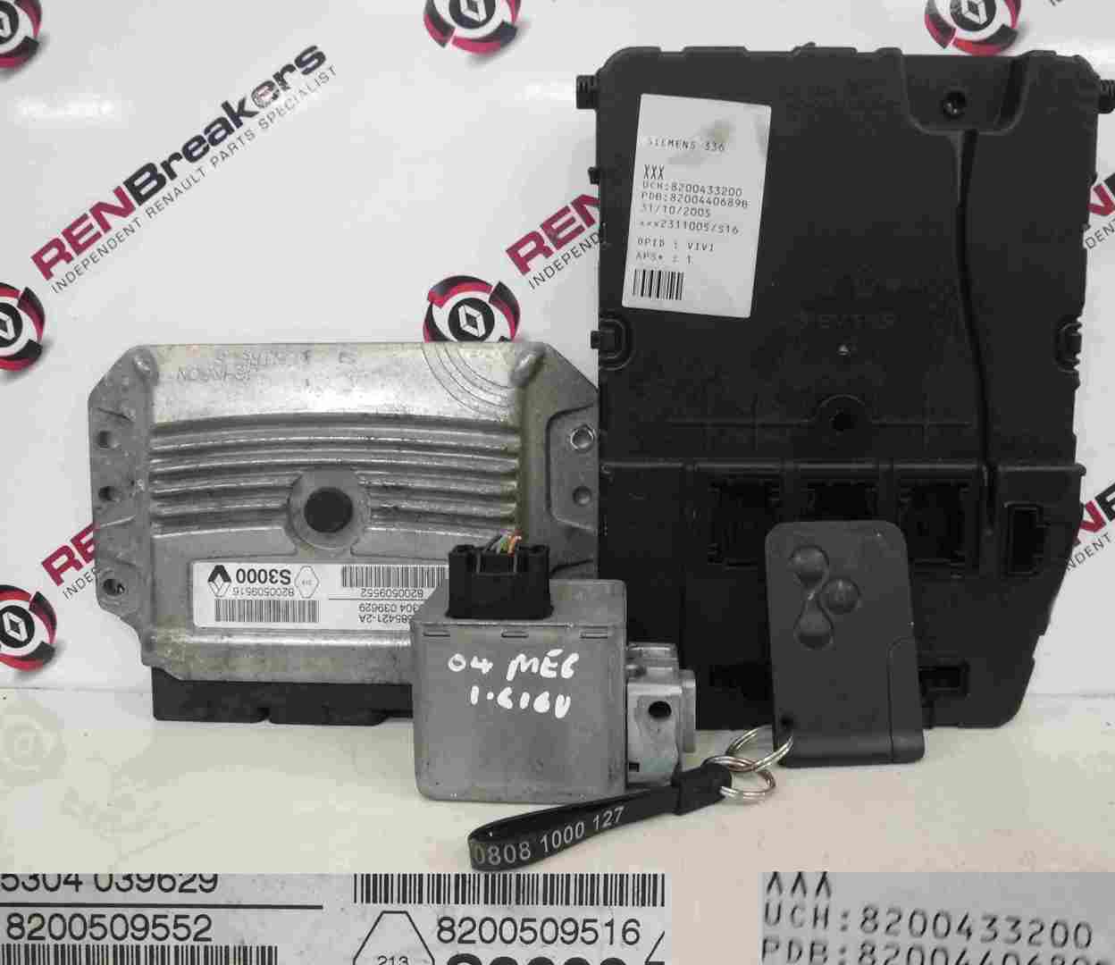 Renault Megane 2002-2008 1.6 16v ECU SET UCH BCM Immobiliser + Key Card