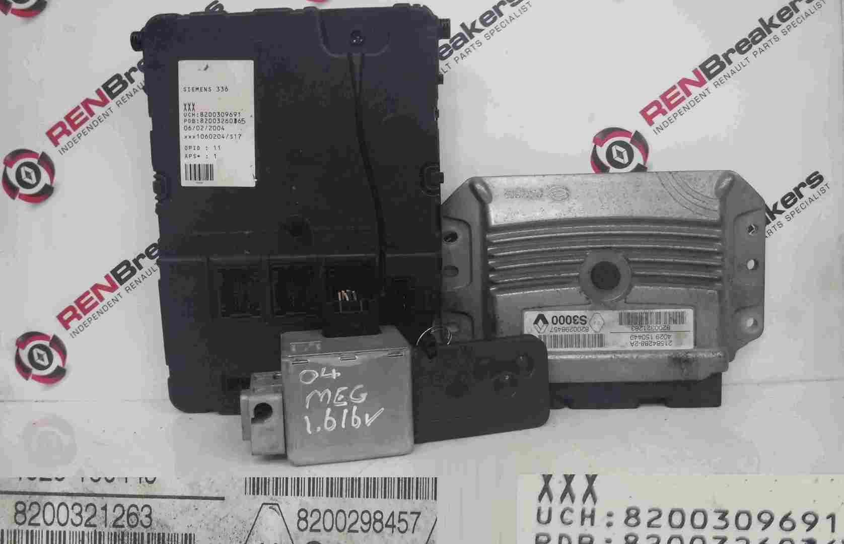 Renault Megane 2002-2008 1.6 16v ECU SET UCH BCM Immobiliser + Key Card